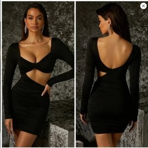 Oh Polly Sweet Nothings Long Sleeve Black Mini Dress 10